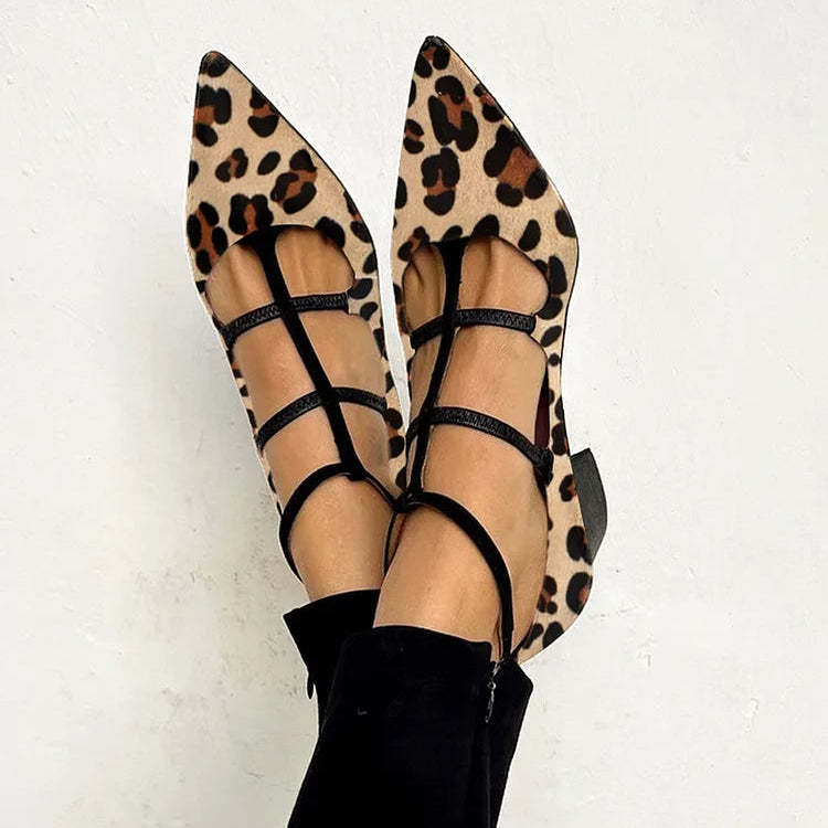 Bridget | Leopard Strap Ballet Heels