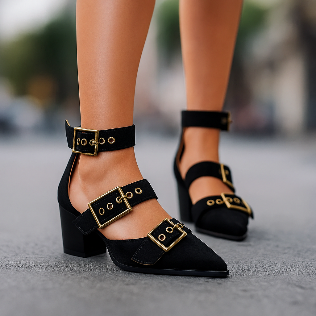 Arden Buckle Block Heels