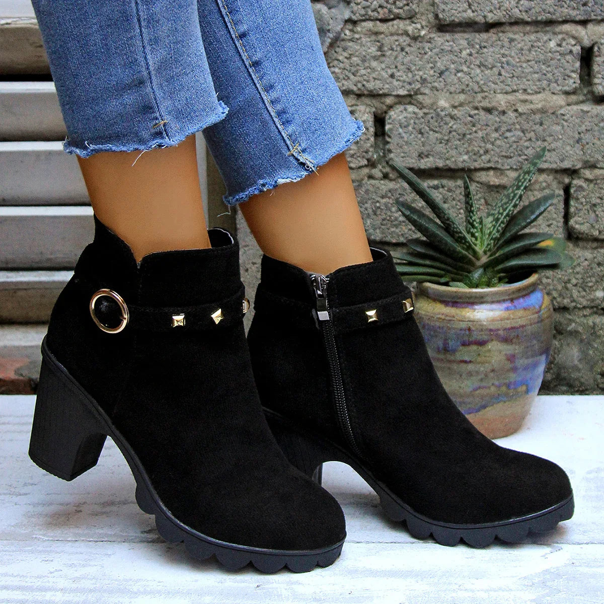 Valera Studded Block Boots