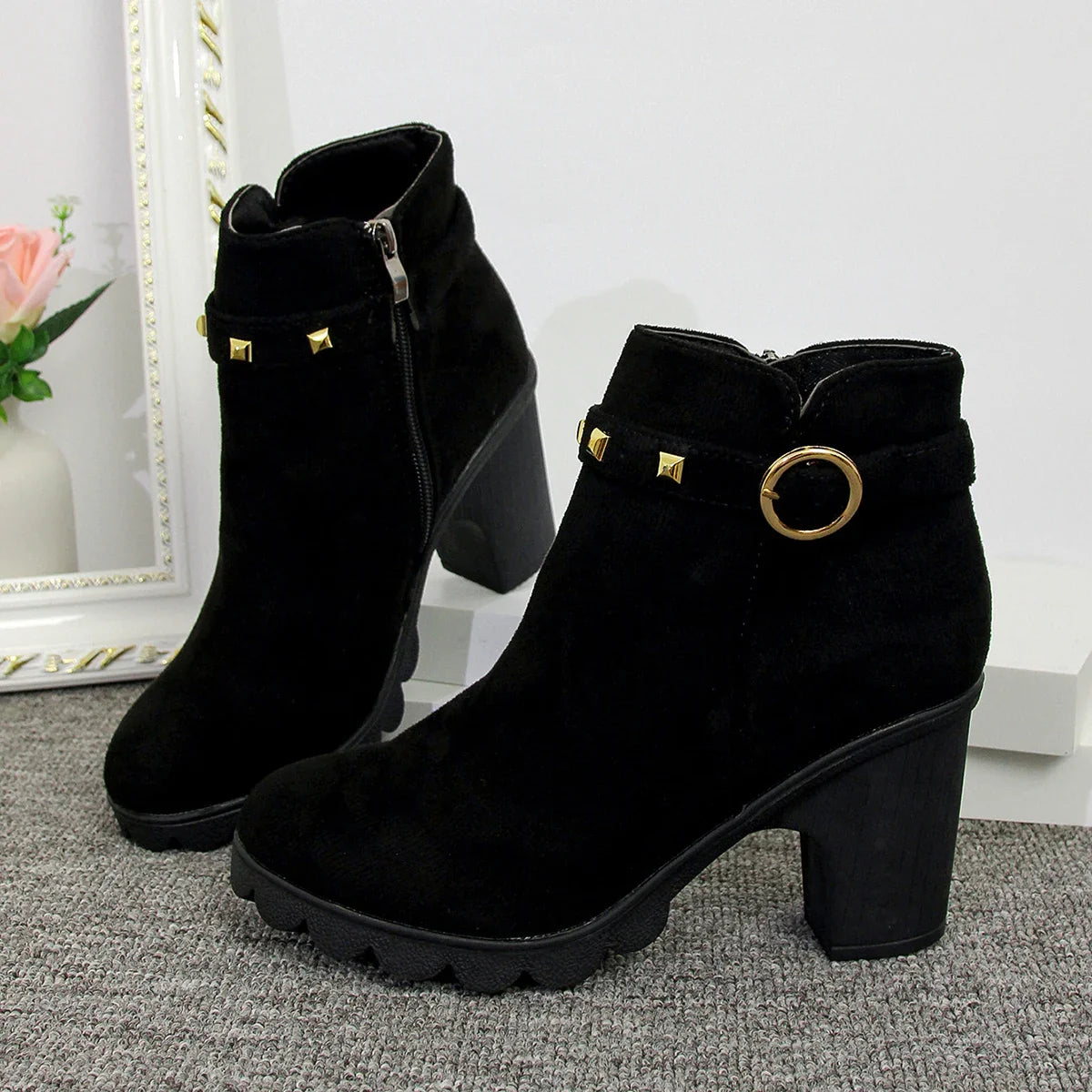 Valera Studded Block Boots